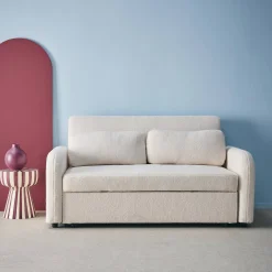 Abgerundetes 2-Sitzer Sofa mit Bouclé-Bezug