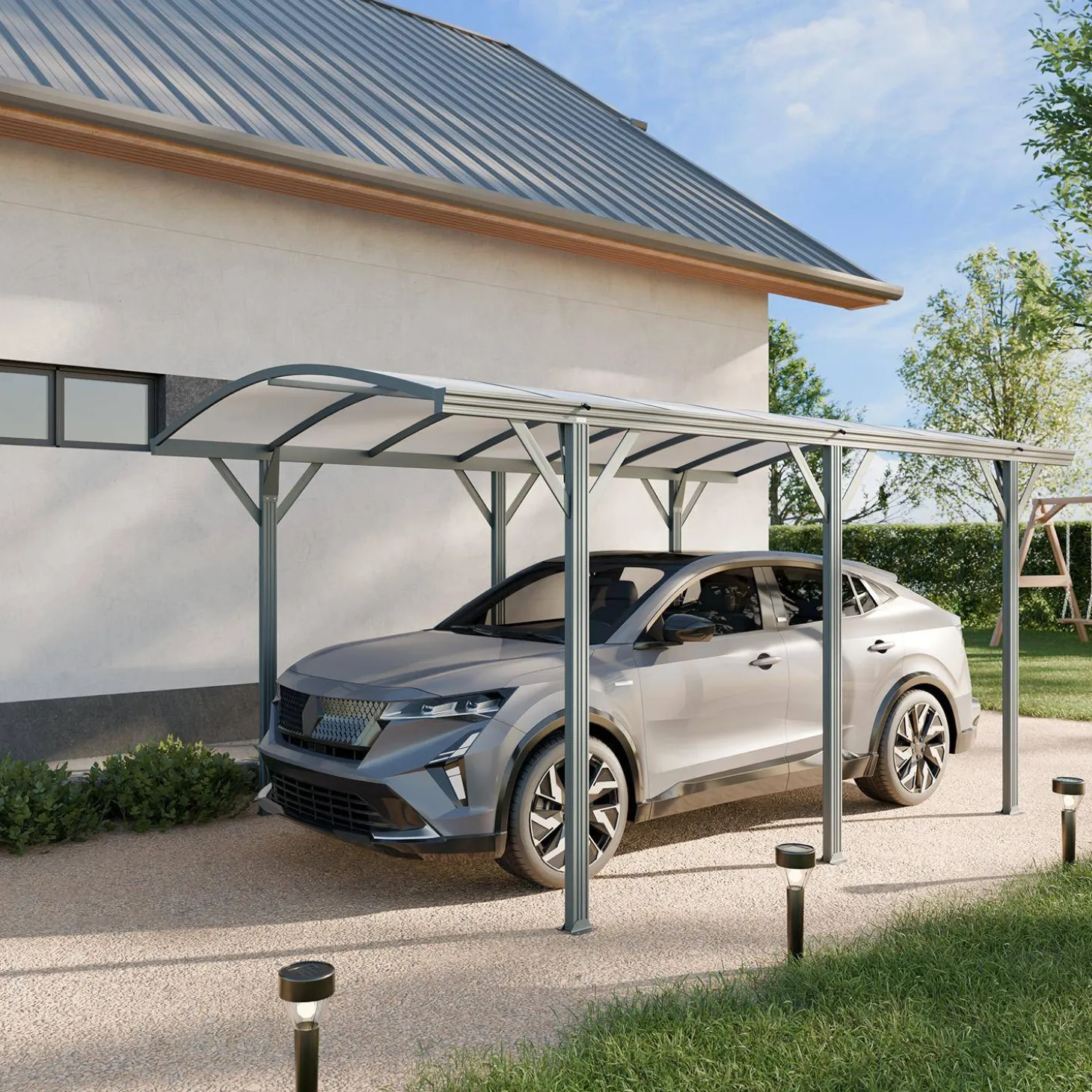 Aluminium- und Polycarbonat-Carport 15 m²