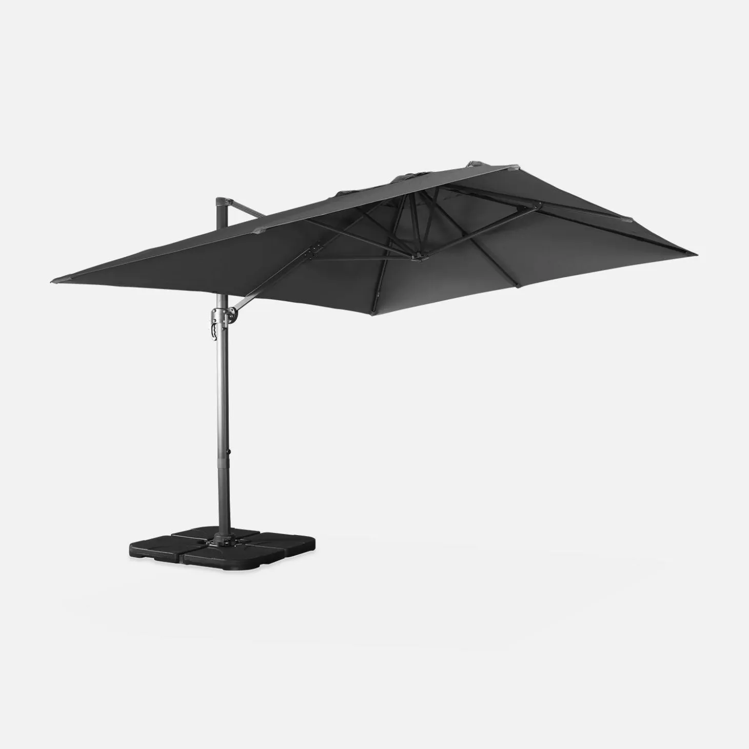 Ampel-Sonnenschirm rechteckig 3x4m + befüllbare Platten 50x50cm