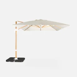 Ampel-Sonnenschirm 3x4m, Mast in Holzoptik + befüllbare Platten 50x50cm