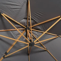 Ampel-Sonnenschirm 3x4m, Mast in Holzoptik + befüllbare Platten 50x50cm