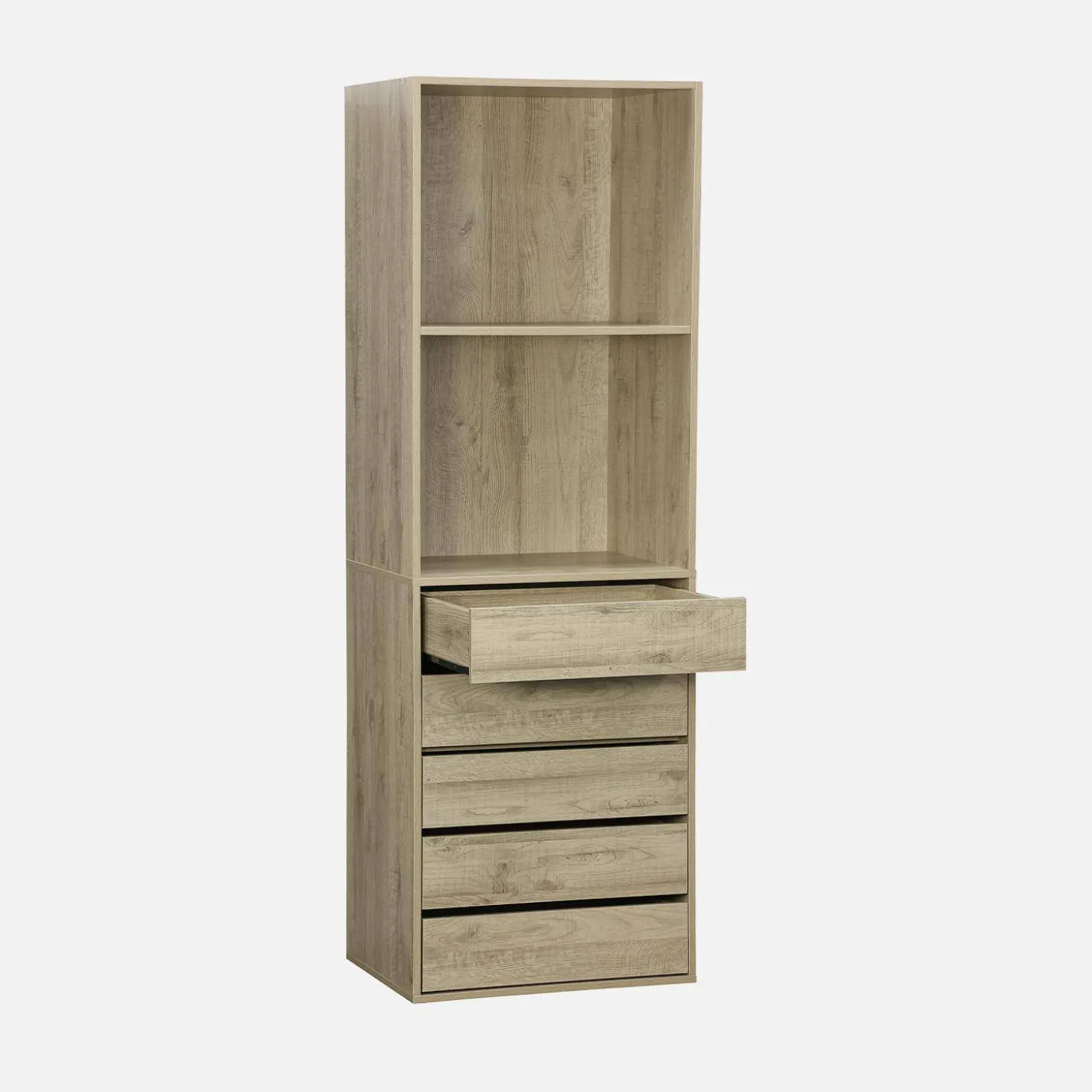 Ankleidemodul mit 5 Schubladen und 2 Regalen