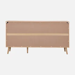 Anrichte mit Holzdekor und abgerundetem Rattan-Geflecht 150 cm