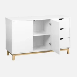 Anrichte mit Holzdekor und Holzfüßen 2 Türen 120 cm