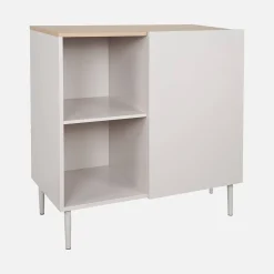 Anrichte, Sideboard aus Metall mit Holzdekor, 1 Tür B 80 cm