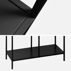 Asymmetrisches Bücherregal aus schwarzem Metall mit 6 Ebenen