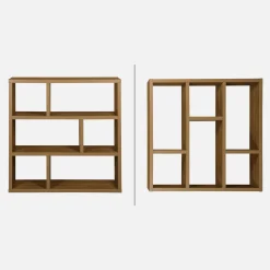 Asymmetrisches Bücherregal 3 Ebenen 6 Stauräume