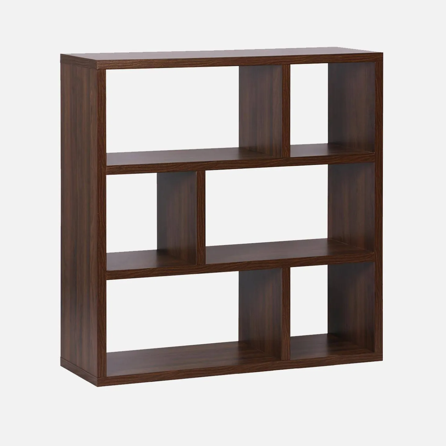 Asymmetrisches Bücherregal 3 Ebenen 6 Stauräume