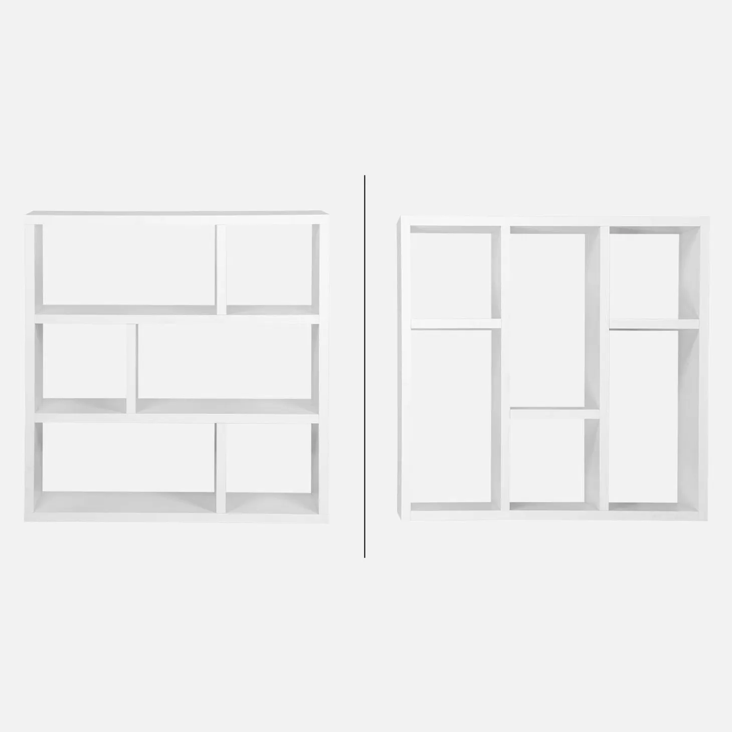Asymmetrisches Bücherregal 3 Ebenen 6 Stauräume