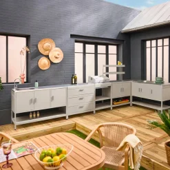Außenküche aus Edelstahl mit Holzkohlegrill 6 Elemente