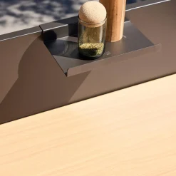 Außenküche aus Stahl mit Holzdekor, 1 Regal B 80 cm