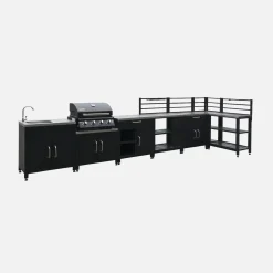 Außenküche 7 Elemente aus Stahl + Gasgrill 4 Brenner
