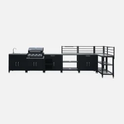 Außenküche 7 Elemente aus Stahl + Gasgrill 4 Brenner