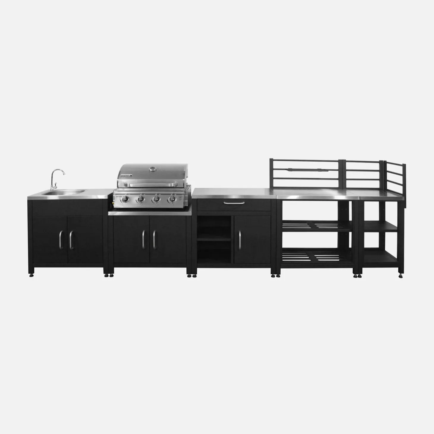 Außenküche 5 Elemente aus Stahl + Gasgrill 4 Brennern