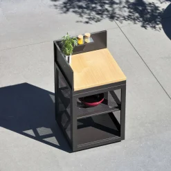 Außenküche Stahl und Holzdekor 1 Regal B 60 cm