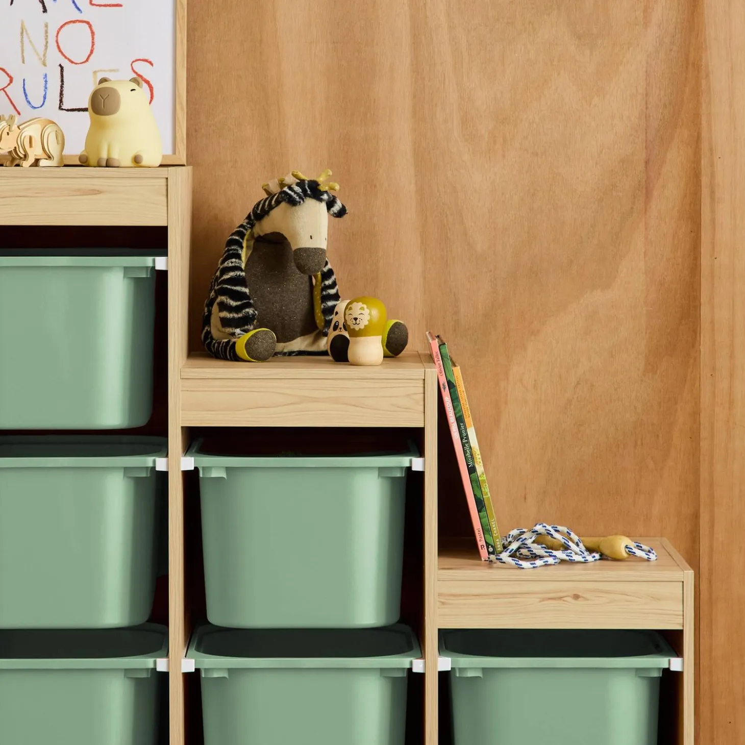 Aufbewahrungsmöbel für Kinder mit 6 Aufbewahrungsbehältern