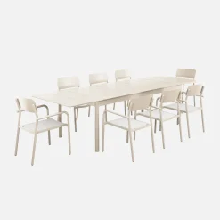 Ausziehbarer Aluminium-Gartentisch mit 8 Textilene-Stühlen