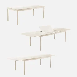 Ausziehbarer Aluminium-Gartentisch mit 8 Textilene-Stühlen