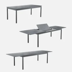 Ausziehbarer Aluminium-Gartentisch mit 8 Textilene-Stühlen