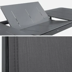 Ausziehbarer Aluminium-Gartentisch mit 8 Textilene-Stühlen