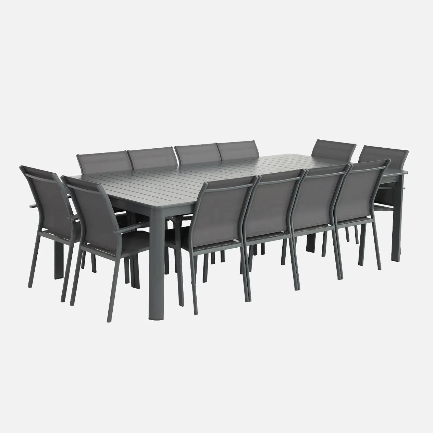 Ausziehbarer Gartentisch aus Aluminium 199/258,5cm für 12 Personen