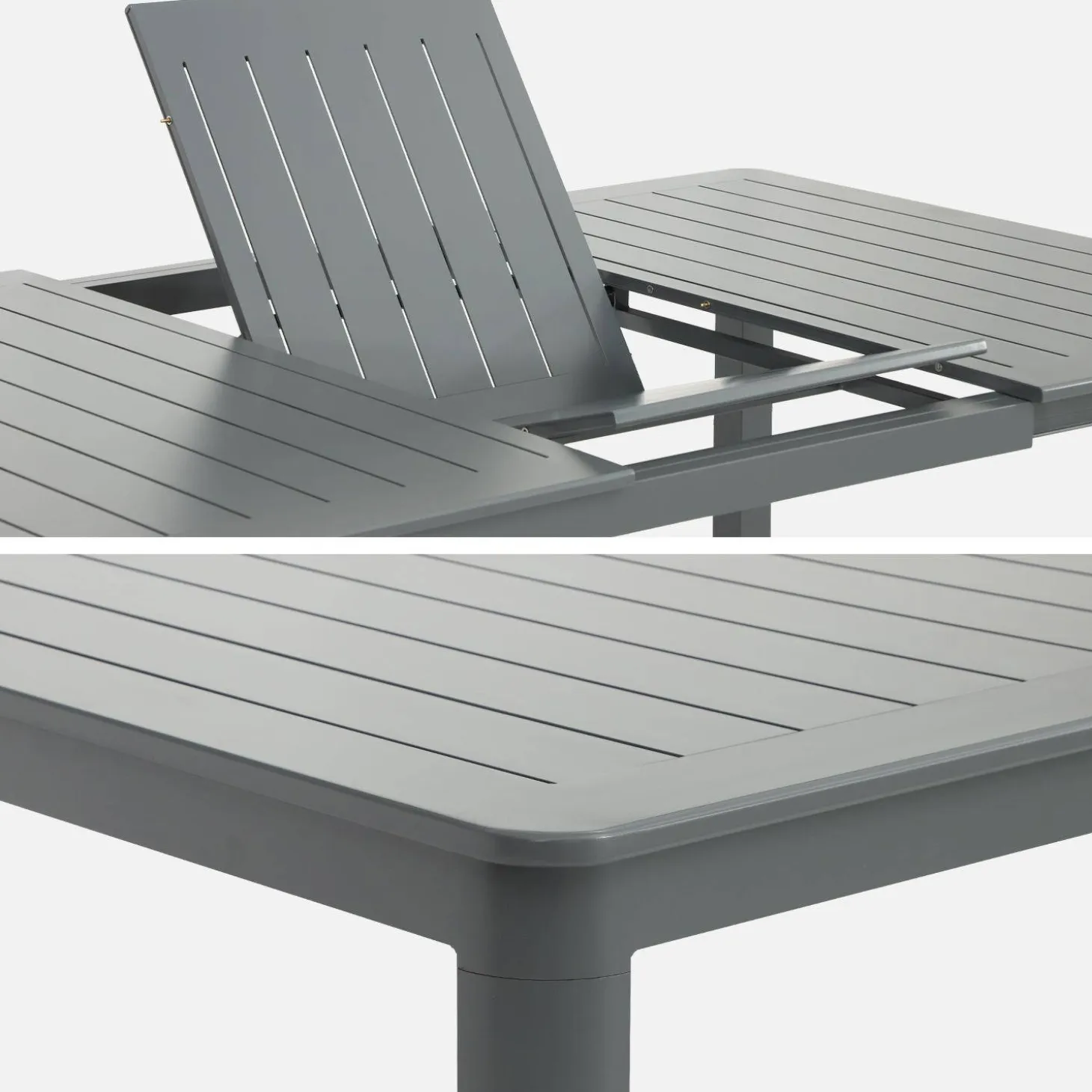 Ausziehbarer Gartentisch aus Aluminium 199/258,5cm für 12 Personen
