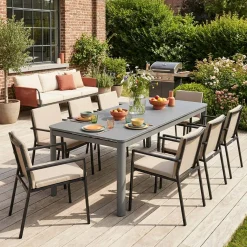 Ausziehbarer Gartentisch aus Aluminium 180/240,5cm für 8 Personen