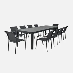 Ausziehbarer Gartentisch aus Aluminium für 8-10 Personen