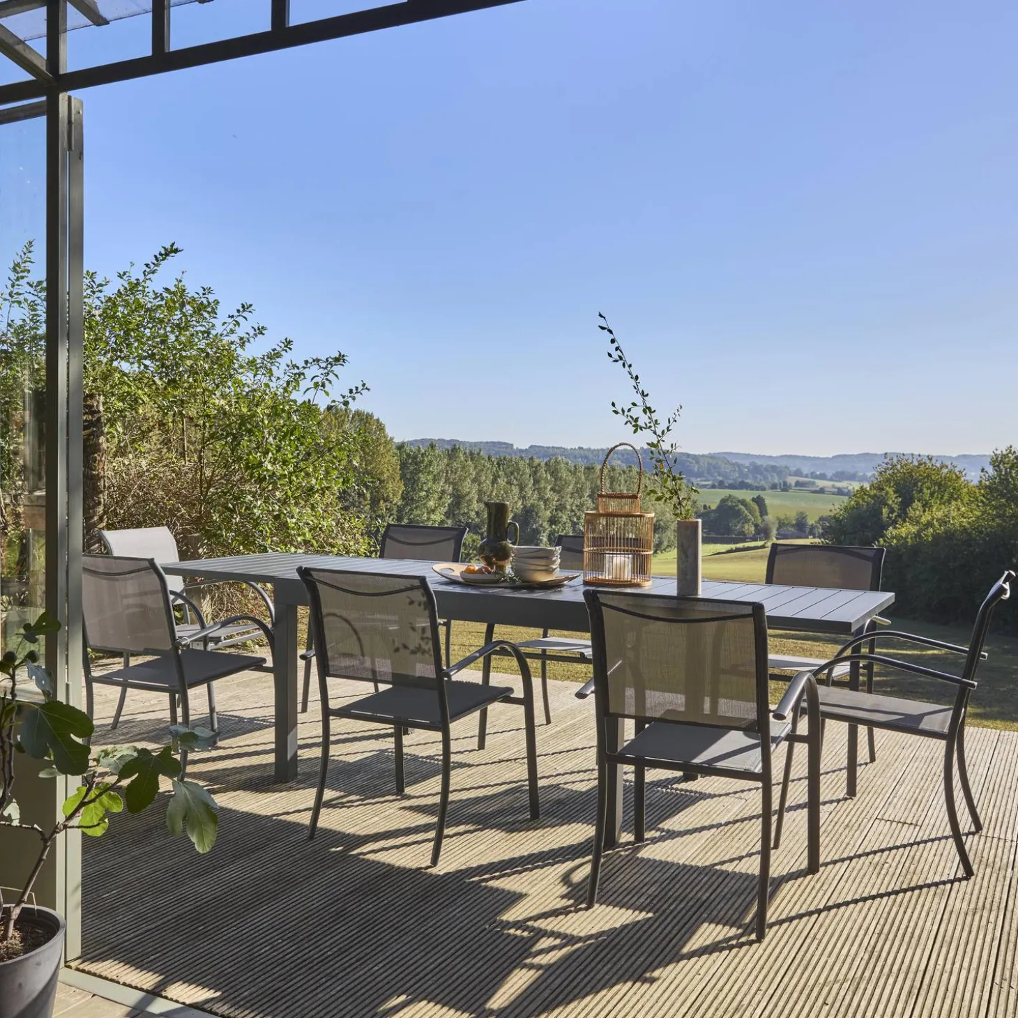 Ausziehbarer Gartentisch aus Aluminium, 8 Personen