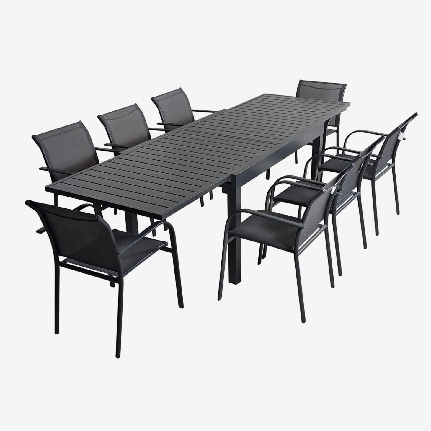 Ausziehbarer Gartentisch aus Aluminium, 8 Personen