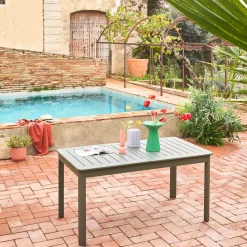 Ausziehbarer Gartentisch aus Aluminium, 6 Plätze