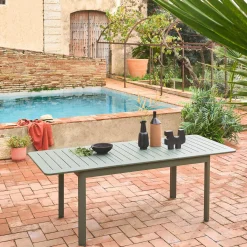 Ausziehbarer Gartentisch aus Aluminium, 6 Plätze