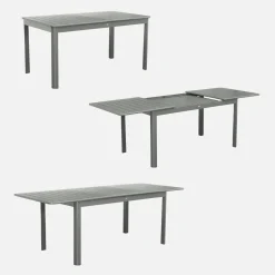Ausziehbarer Gartentisch aus Aluminium, 6 Plätze