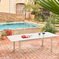 Ausziehbarer Gartentisch aus Aluminium, 8 Plätze