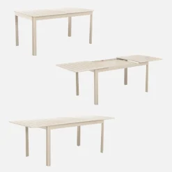 Ausziehbarer Gartentisch aus Aluminium, 6 Plätze