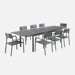 Ausziehbarer Gartentisch aus Aluminium, 8 Plätze