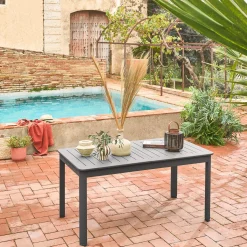 Ausziehbarer Gartentisch aus Aluminium, 6 Plätze