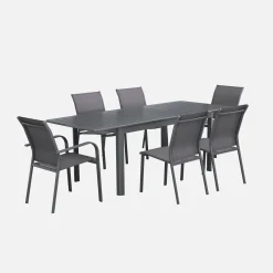 Ausziehbarer Gartentisch aus Aluminium, 6 Plätze