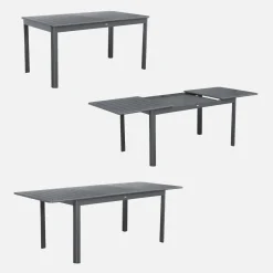 Ausziehbarer Gartentisch aus Aluminium, 8 Plätze