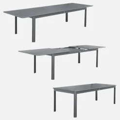 Ausziehbarer Gartentisch aus Aluminium, 10 Plätze