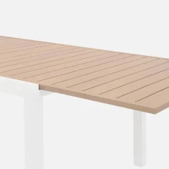 Ausziehbarer Gartentisch aus Aluminium + 10 Sessel