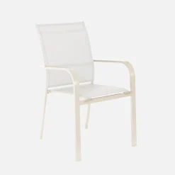 Ausziehbarer Gartentisch aus Aluminium, 4 Stühle, 2 Sessel