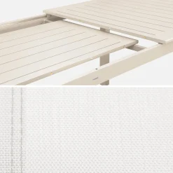 Ausziehbarer Gartentisch aus Aluminium, 4 Stühle, 2 Sessel