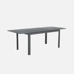 Ausziehbarer Gartentisch aus Aluminium, 4 Stühle, 2 Sessel