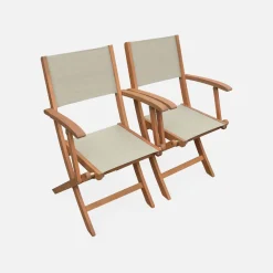 Ausziehbarer Gartentisch aus Holz , 6 Stühle