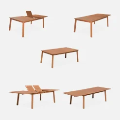 Ausziehbarer Gartentisch aus Holz, 10 Stühle