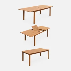 Ausziehbarer Gartentisch aus Holz, 8 Stühle