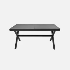 Ausziehbarer Gartentisch 160/240 cm aus Aluminium + 8 Sessel
