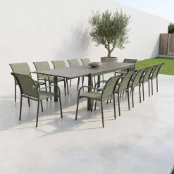 Ausziehbarer Gartentisch 200/320cm + 10 Sessel