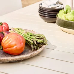 Ausziehbarer Gartentisch, 8 Stühle, 2 Sessel aus Aluminium und Textilene